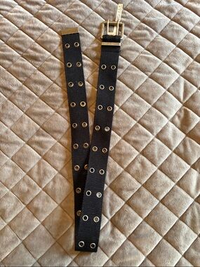 American eagle Double-Row Grommet Black Webbing Belt. XS